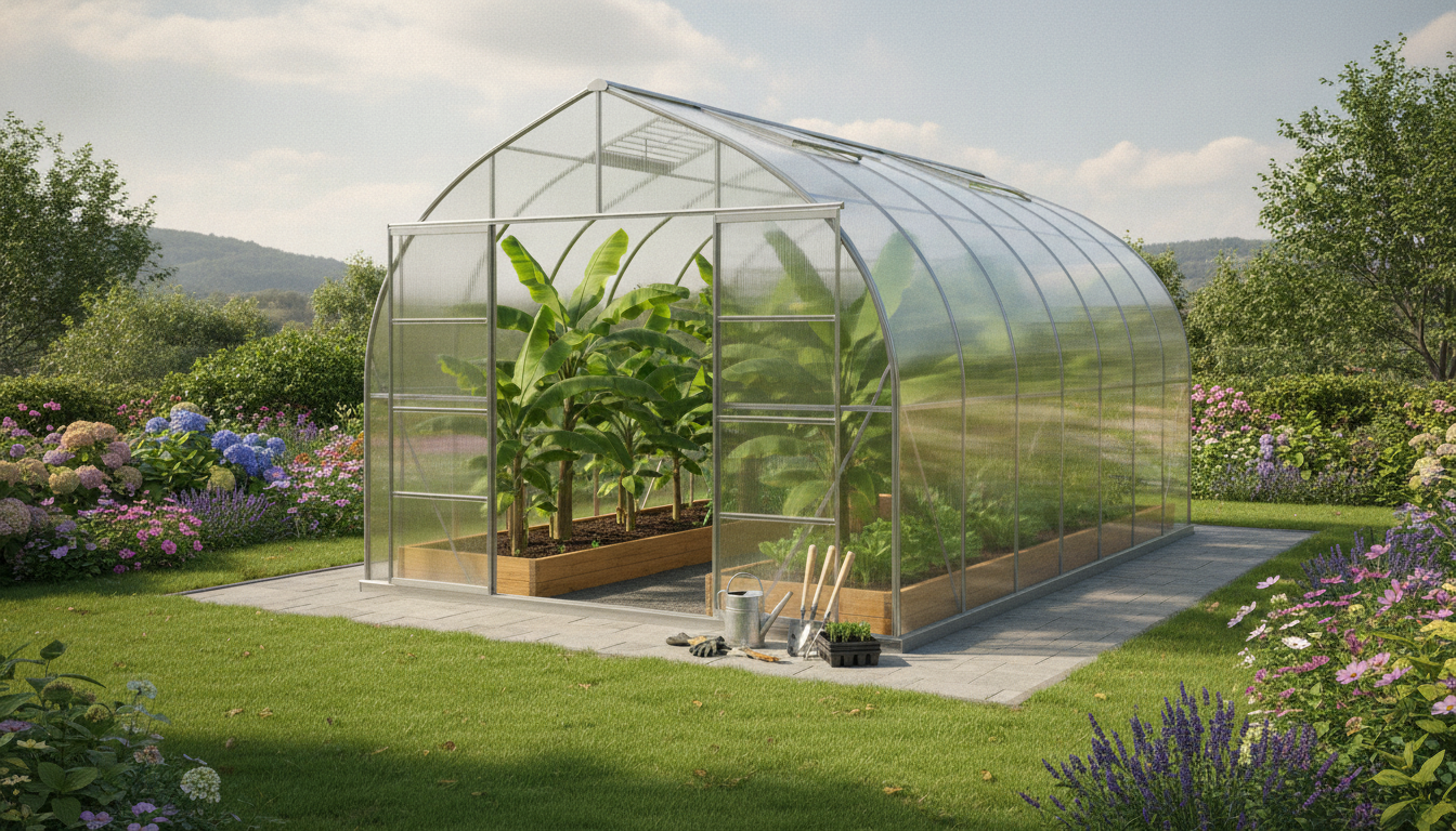 Polykarbonat drivhus: Sådan dyrker du bananplanter i haven